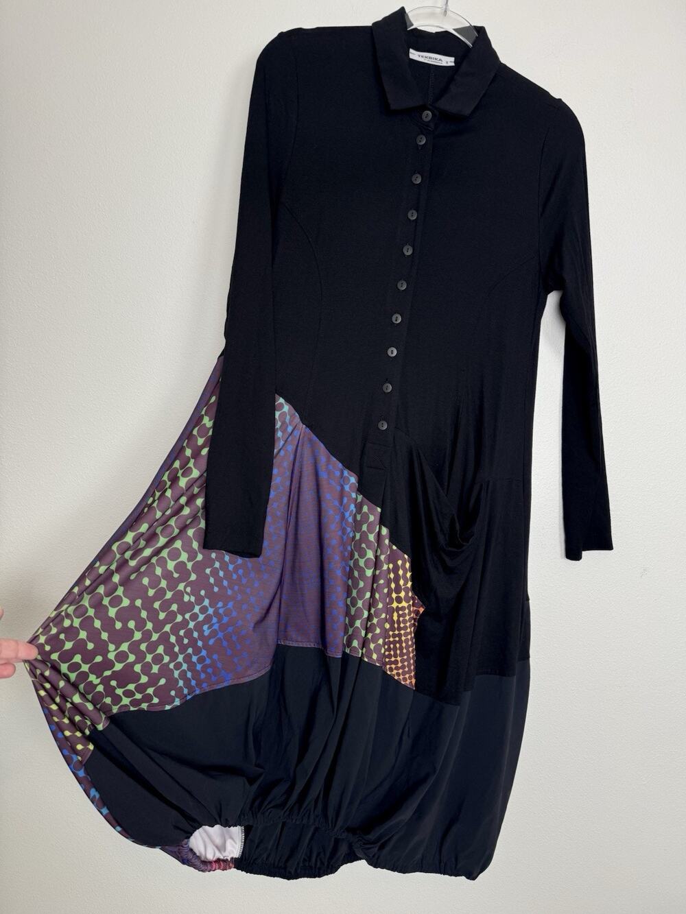 Tekbika by Alembika Shirt Dress Size 2 US (8-10) Long Sleeve Boho Bubble Hem